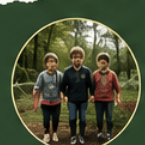 Children standing together outdoors in a nature-based therapy setting